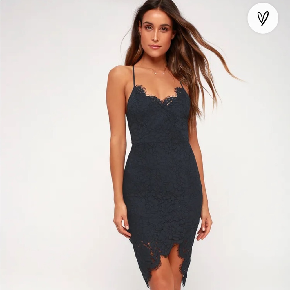Flirting With Desire Navy Blue Lace Bodycon Dress